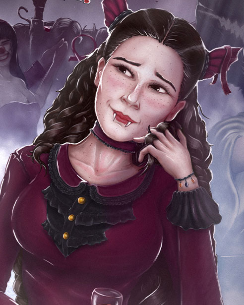 illustration femme déguisée vampire